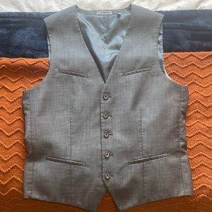 CHARCOAL GRAY OXFORD SUIT VEST - EXPRESS